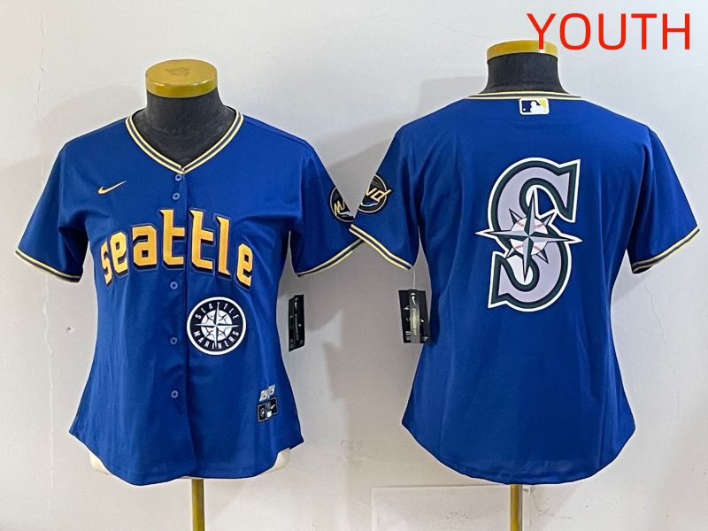 Youth 2025 Seattle Mariners Blank Blue City Edition Nike MLB Jersey style 9->youth mlb jersey->Youth Jersey